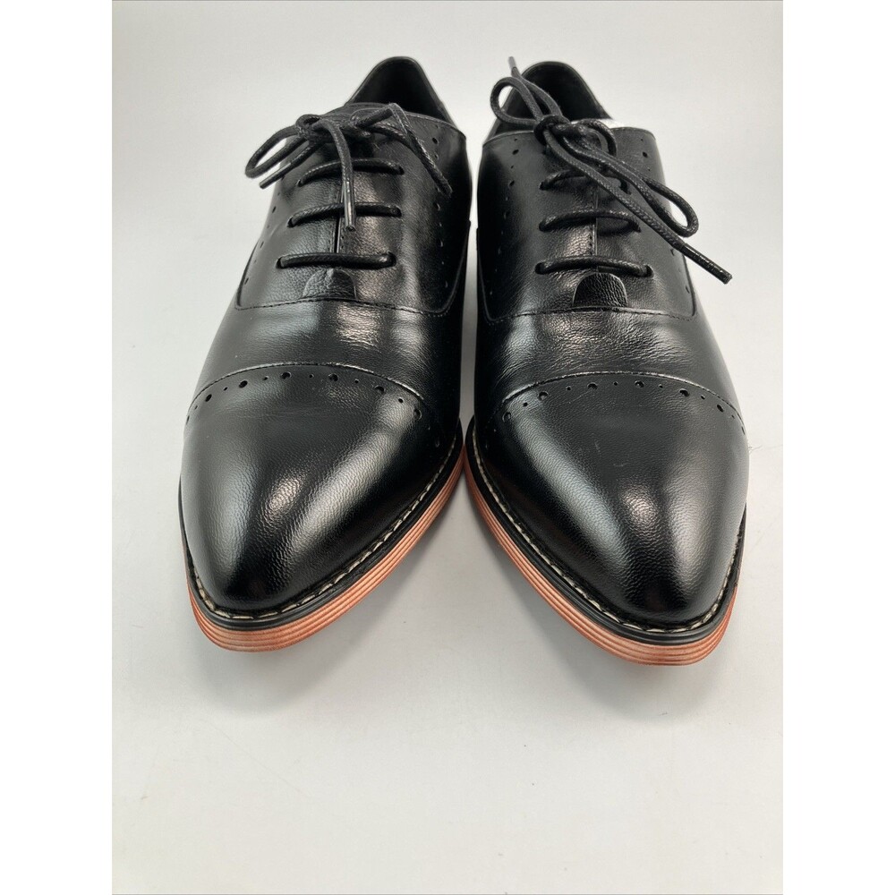 Mona Flying Womens Leather Flat Oxfords Shoes for Women Perforated Lace Size 9 - Picture 4 of 16